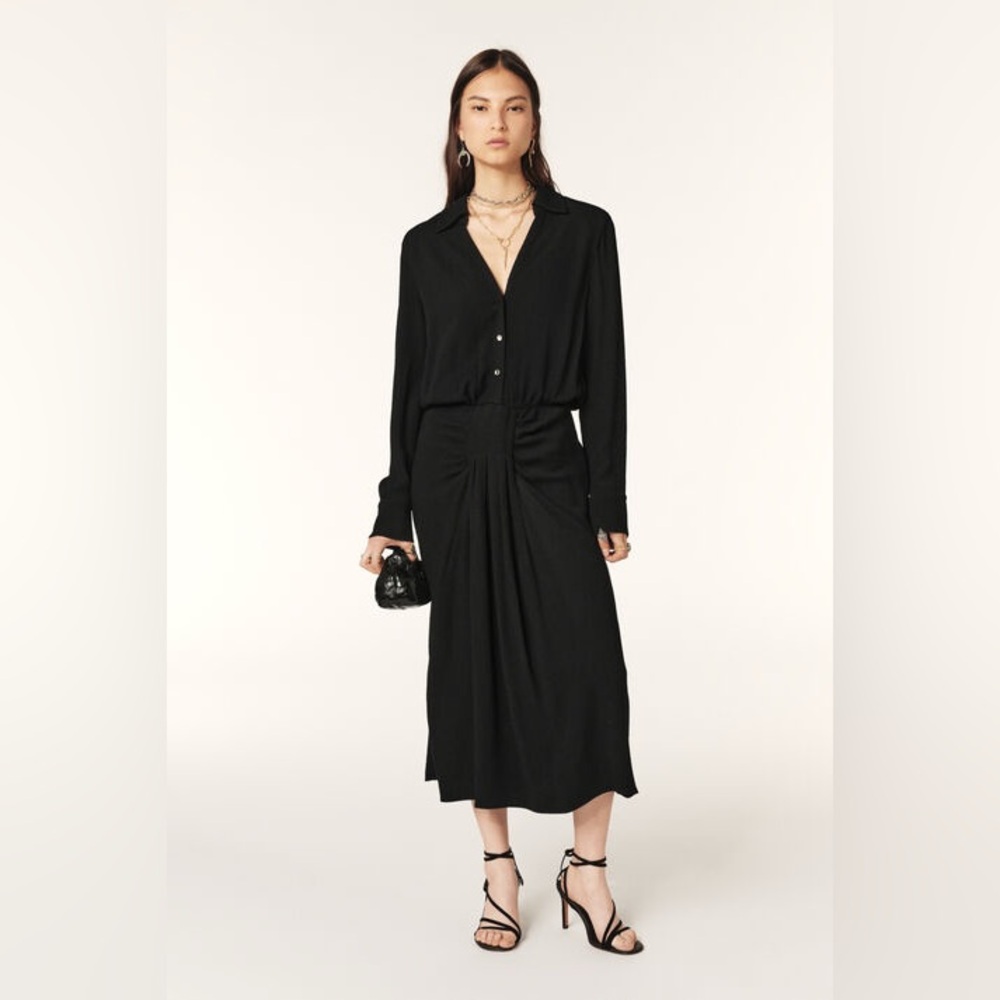 Ba&sh Uria Black Midi Dress current season S